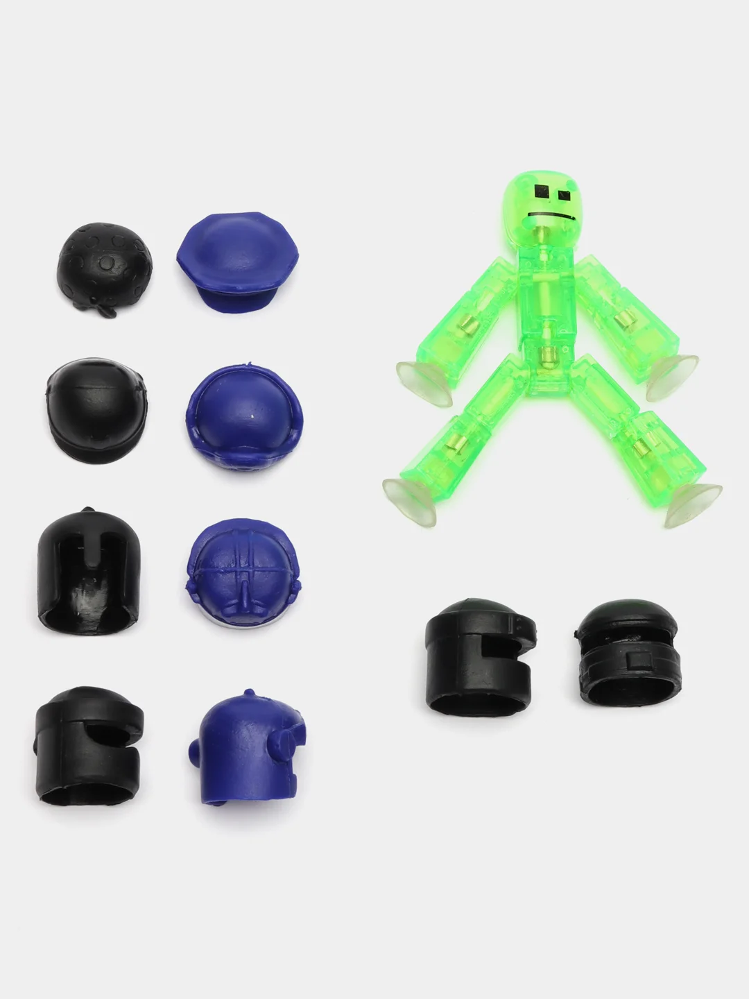 Зеленый фигурки игрушки Stikbot / Фигурка Стикбот, StikBot красный с шлемами и головными уборами