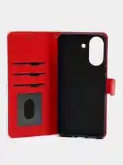 Красный чехол книжка для Xiaomi Redmi 13C 4G, кожаный PU