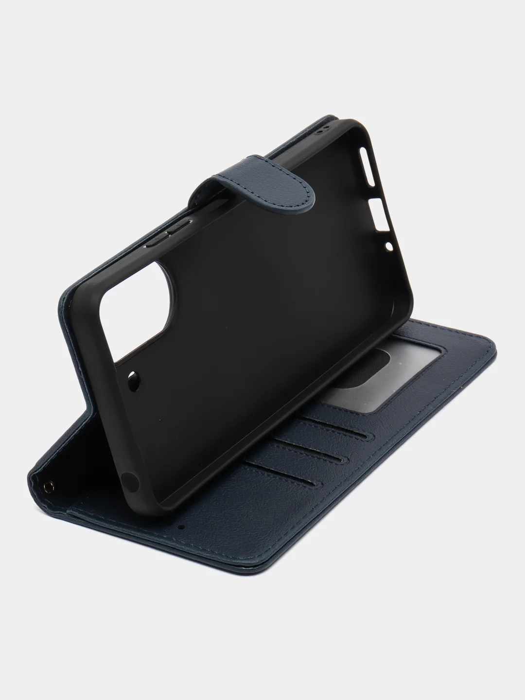 Темно-синий чехол книжка для Xiaomi Redmi 13C 4G, кожаный PU