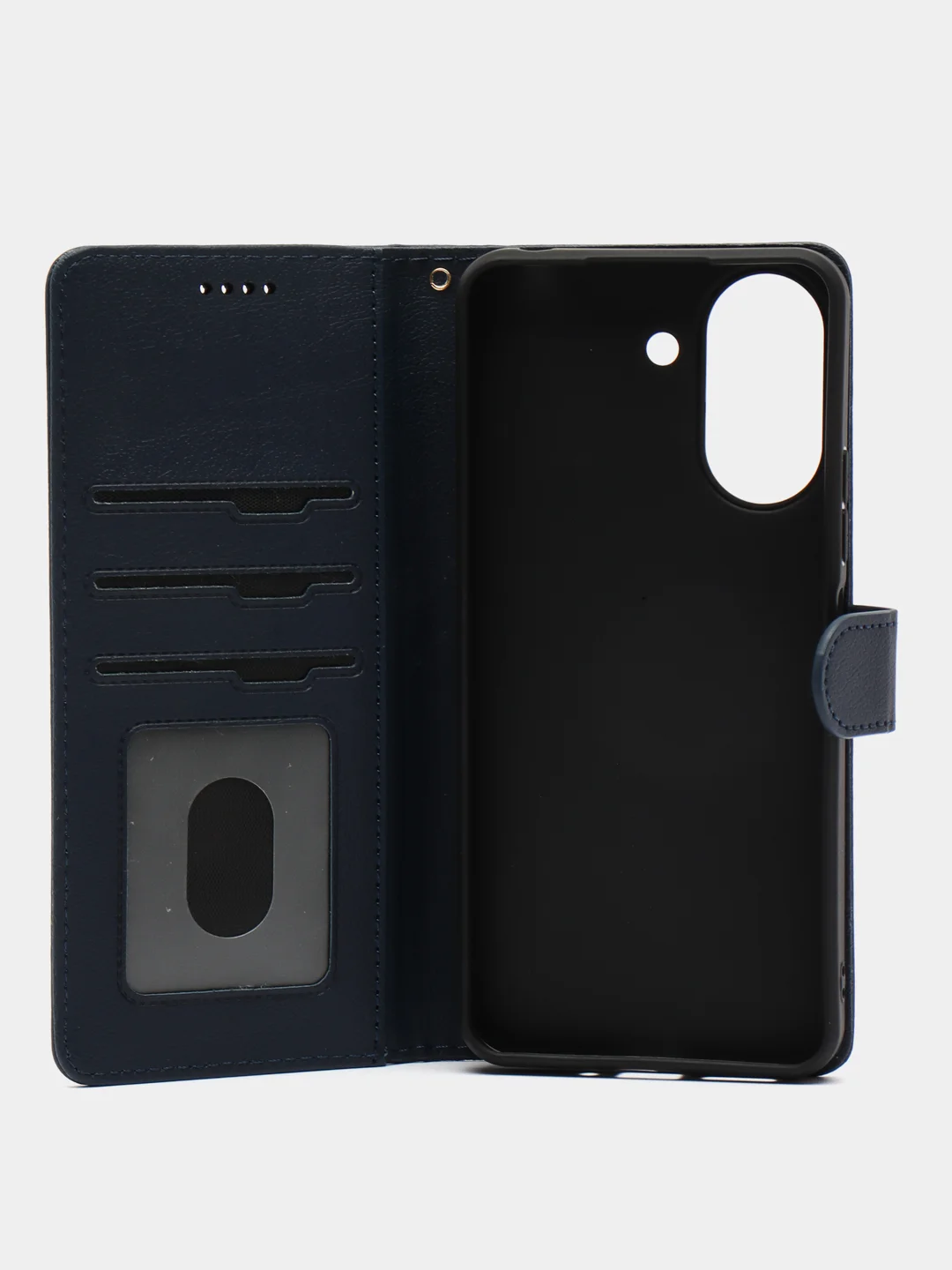 Темно-синий чехол книжка для Xiaomi Redmi 13C 4G, кожаный PU