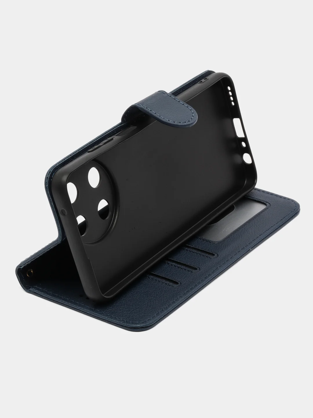 Темно-синий чехол книжка для Realme 11 4G, кожаный PU