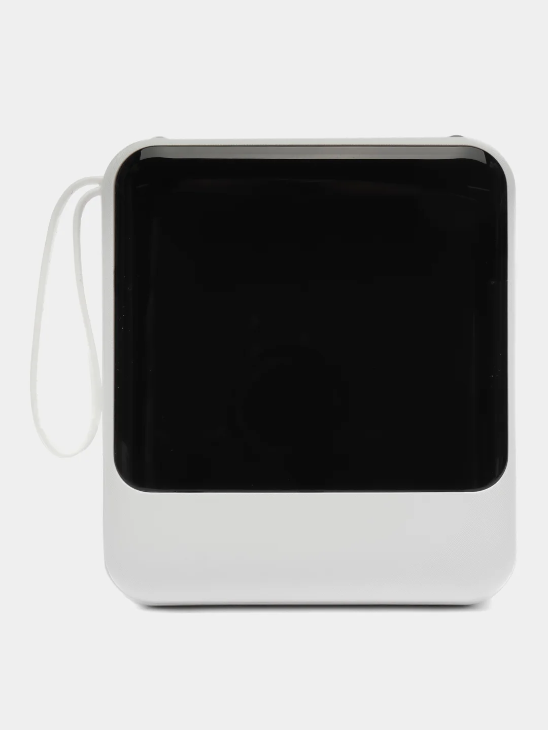 Белый powerbank со встроенными кабелями, Lightning, Type-C, фонарик, 20000 mAh