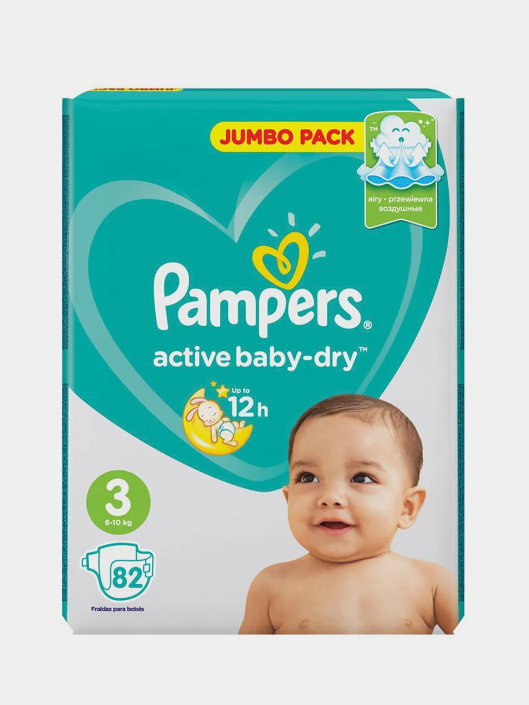 Подгузники Pampers Active Baby-Dry, для малышей 6-10 кг, 3 размер, 82 штуки