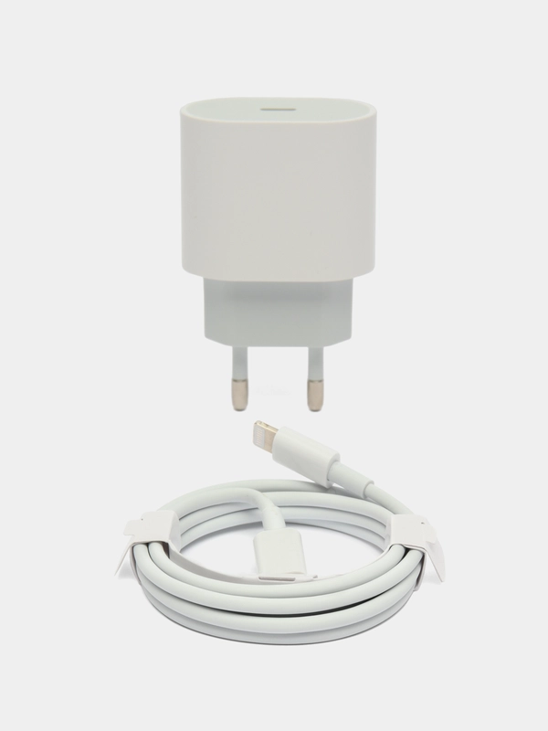 Зарядное устройство для iPhone: блок Type-C 20W, кабель Type-C - Lightning, зарядник