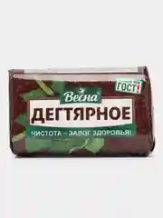 Бежевый мыло дегтярное "Весна", противомикробное и антисептическое действие для рук, тела, 90 г