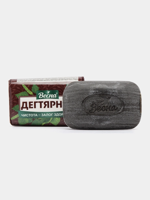 Мыло дегтярное "Весна", противомикробное и антисептическое действие для рук, тела, 90 г