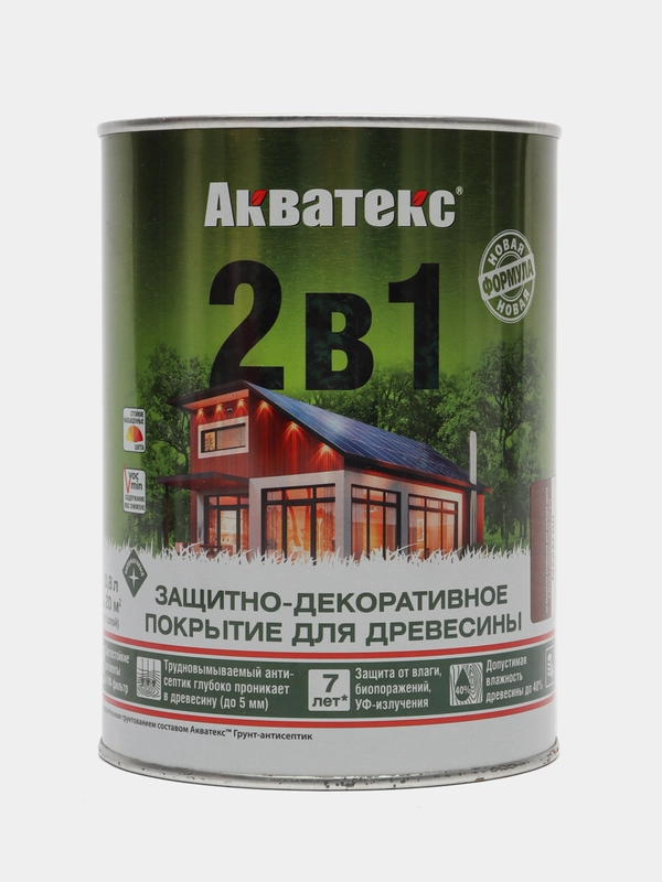Акватекс 2 в 1, пропитка по дереву, цвет Махагон, 0,8 л