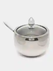 Сахарница с ложкой и стеклянной крышкой из нержавеющей стали/ для соли и специй, 250 мл