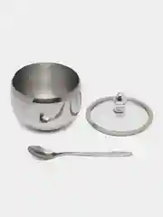 Сахарница с ложкой и стеклянной крышкой из нержавеющей стали/ для соли и специй, 250 мл