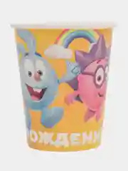Желтый набор бумажной посуды "С днем рождения!", на 6 персон, Смешарики набор посуды
