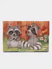 Детские кубики "Зверята", 6 штук, картон