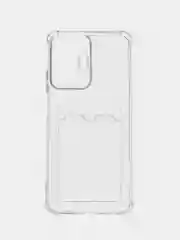 Чехол с карманом для Realme C11, C35, C55 с защитой камеры, прозрачный, противоударный