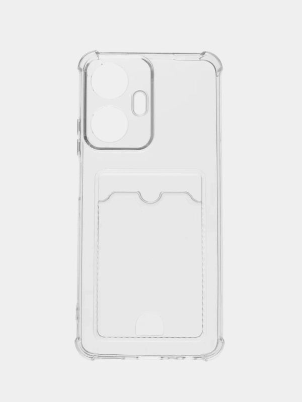 Чехол с карманом для Realme C11, C35, C55 с защитой камеры, прозрачный, противоударный