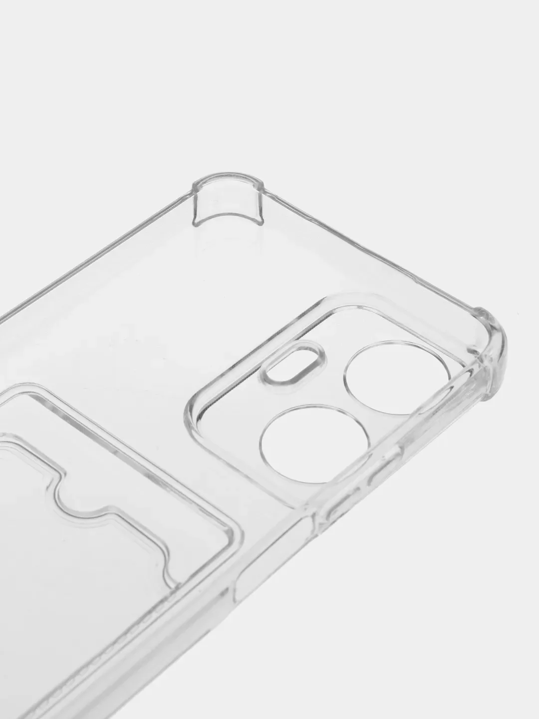 Чехол с карманом для Realme C11, C35, C55 с защитой камеры, прозрачный, противоударный