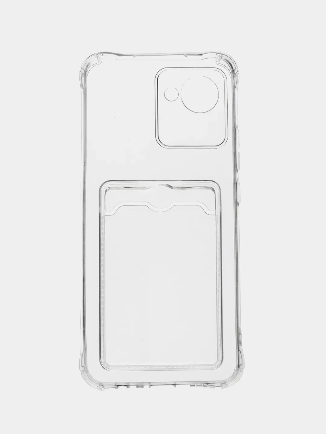 Чехол с карманом для Realme C11, C35, C55 с защитой камеры, прозрачный, противоударный