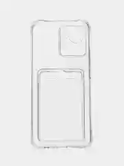 Чехол с карманом для Realme C11, C35, C55 с защитой камеры, прозрачный, противоударный