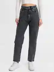 Черный джинсы мом с высокой посадкой, женские бананы, mom fit