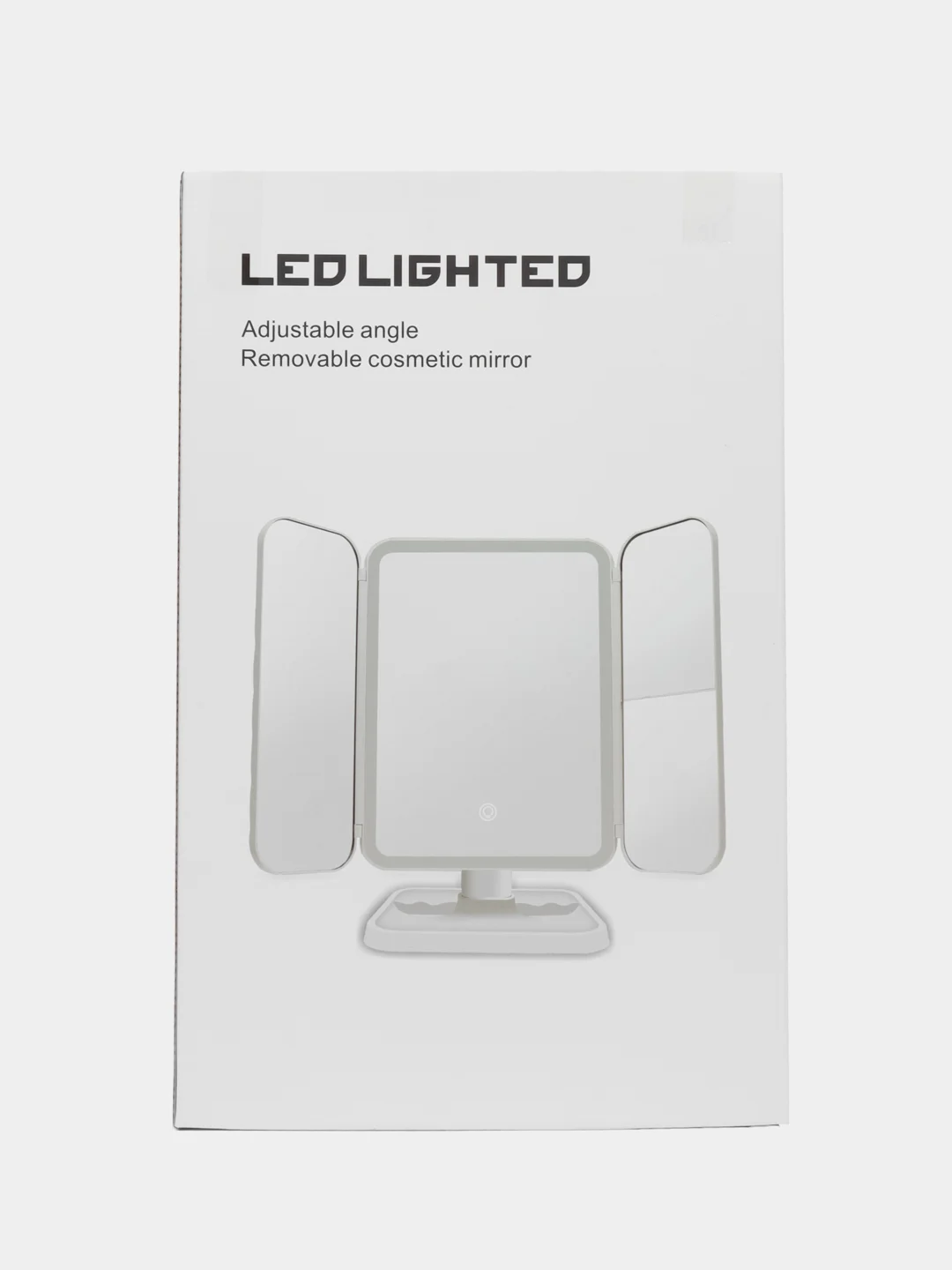 Белый зеркало настольное, косметическое, с LED-подсветкой и увеличением, складное