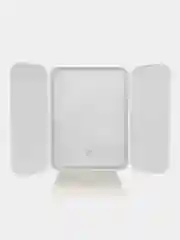 Белый зеркало настольное, косметическое, с LED-подсветкой и увеличением, складное