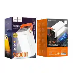 Белый power Bank с поддержкой QC3.0, 22,5 Вт, 100.000/ 90.000/ 80000 / 60000 / 50000 / 30000 мАч