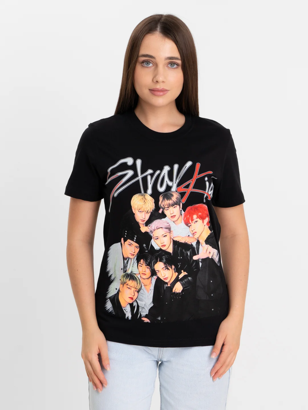 Красный футболка Stray kids,(G)i-DLE,BLACK PINK подростковая светящаяся в темноте