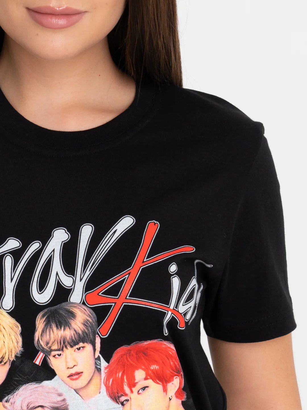 Красный футболка Stray kids,(G)i-DLE,BLACK PINK подростковая светящаяся в темноте