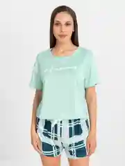 Зеленый пижама женская с шортами, штанами