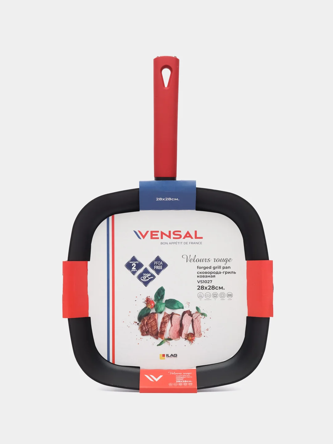 Сковорода-гриль Vensal Velours rouge VS1027, кованая, 28 х 28 см