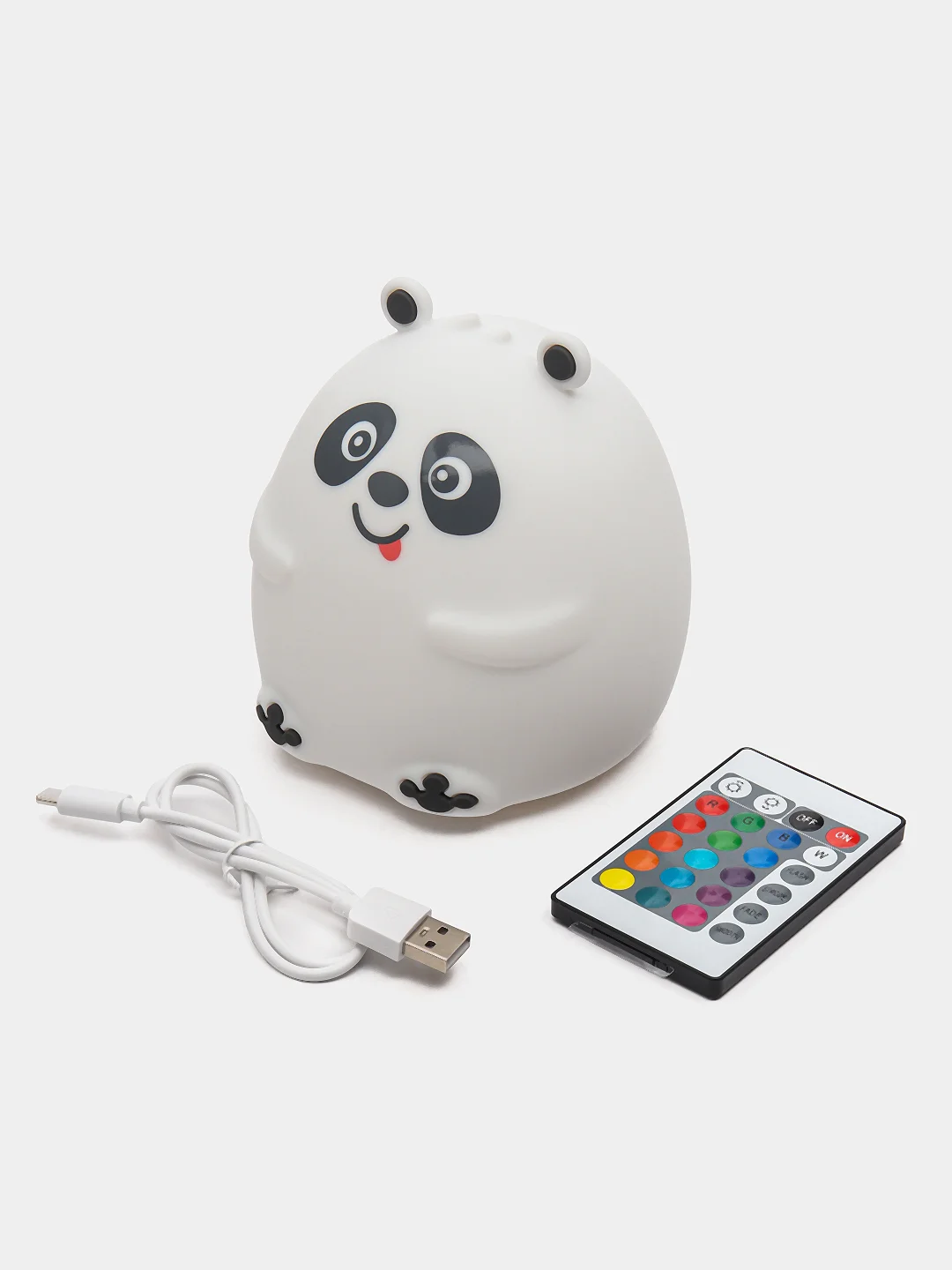 Ночник силиконовый "Панда", USB, аккумулятор 1200 мАч, 3000К, RGB, 7 цветов, с ДУ