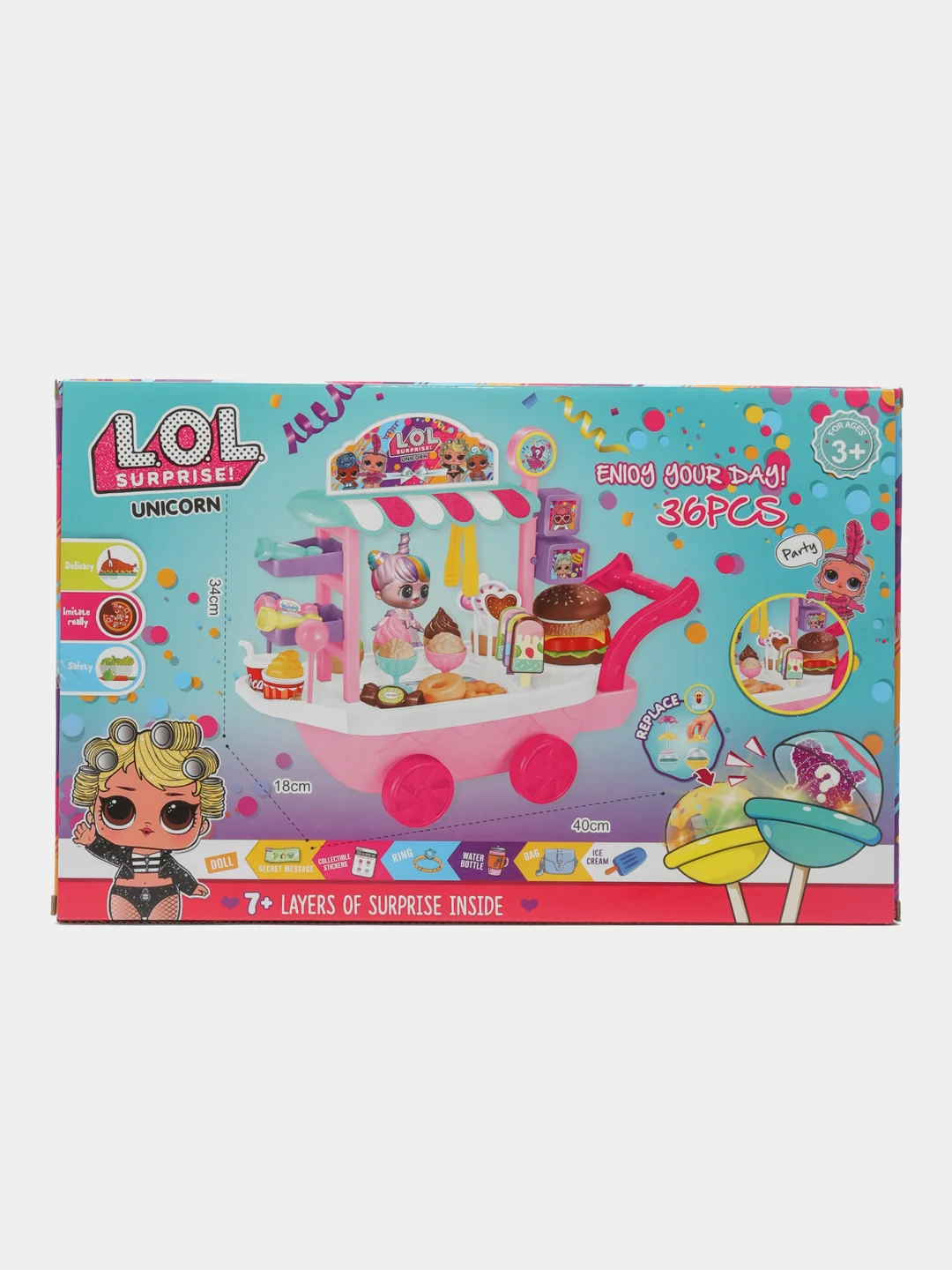 Разноцветный игровой набор Тележка L.O.L Кафе-мороженое с большим Чупа-чупсом