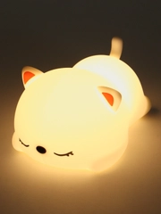 Ночник силиконовый "Котёнок", USB, аккум. 1200мАч, 3000К+RGB, 7 цветов, с ДУ