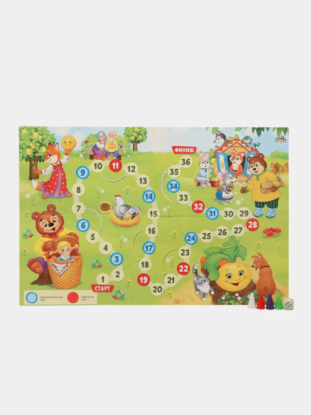 Набор 3 в 1 "Сказки": пазл, настольная игра-бродилка, раскраска