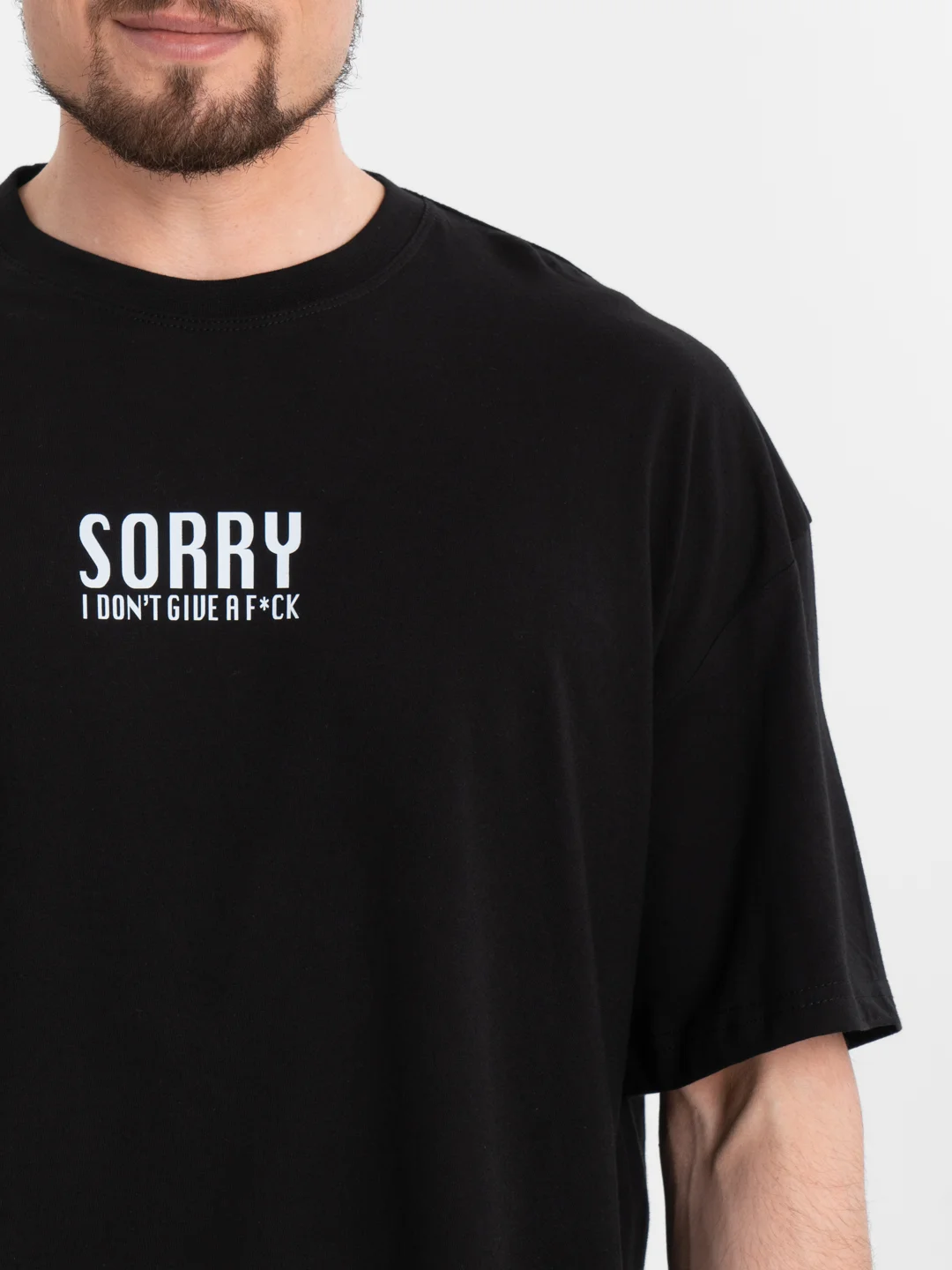 Футболка оверсайз "Извини, но" унисекс, OverSize T-Shirt, хлопок черная