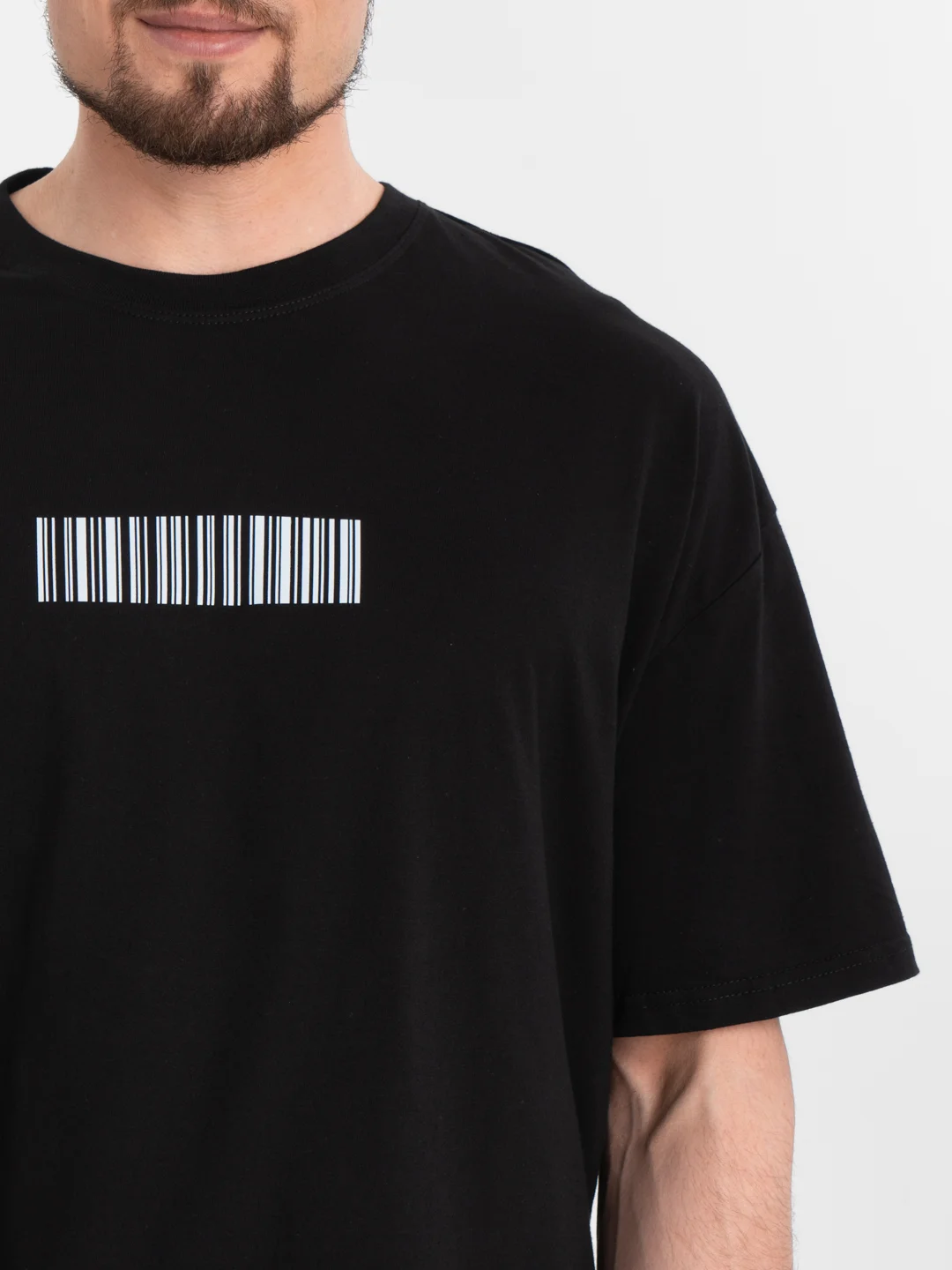 Футболка оверсайз "Штрихкод", унисекс, OverSize T-Shirt, хлопок, черная