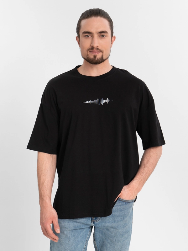 Футболка оверсайз "Голосовое", унисекс, OverSize T-Shirt, хлопок, черная