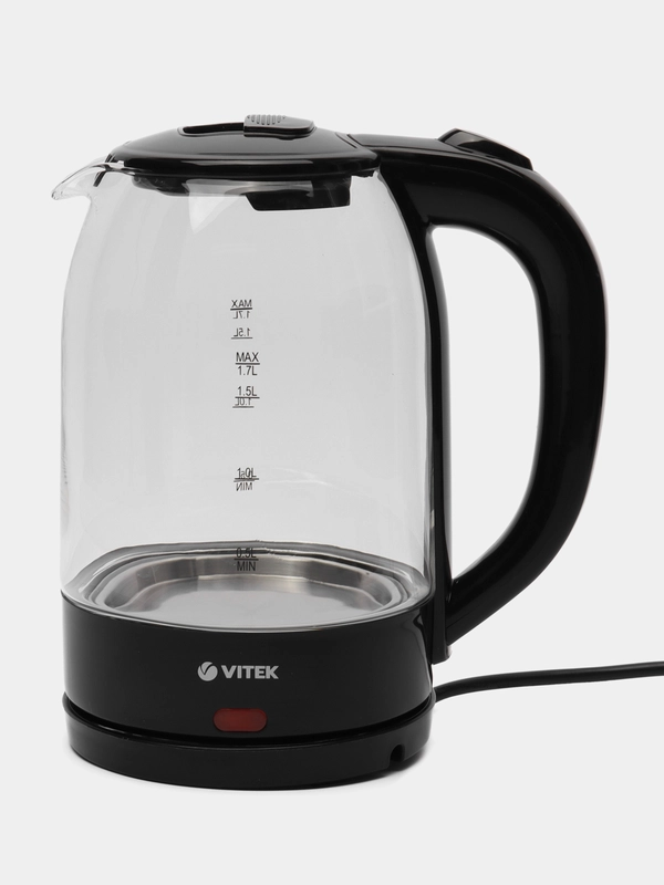 Чайник электрический VITEK VT-7092 1.7 л, прозрачный, черный