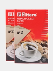 Фильтры для кофеварок неотбеленные Filtero Classic №2, комплект 160 штук