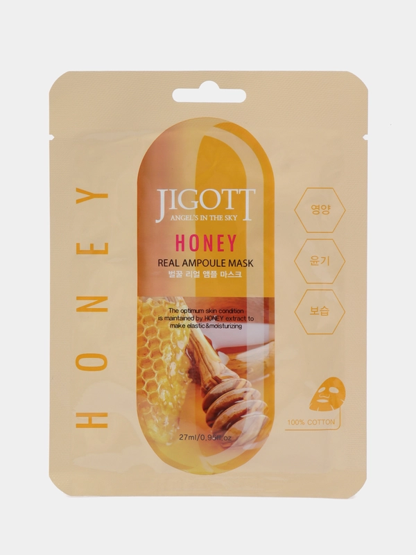 JIGOTT Тканевая маска для лица МЕД HONEY Real Ampoule Mask 27 мл