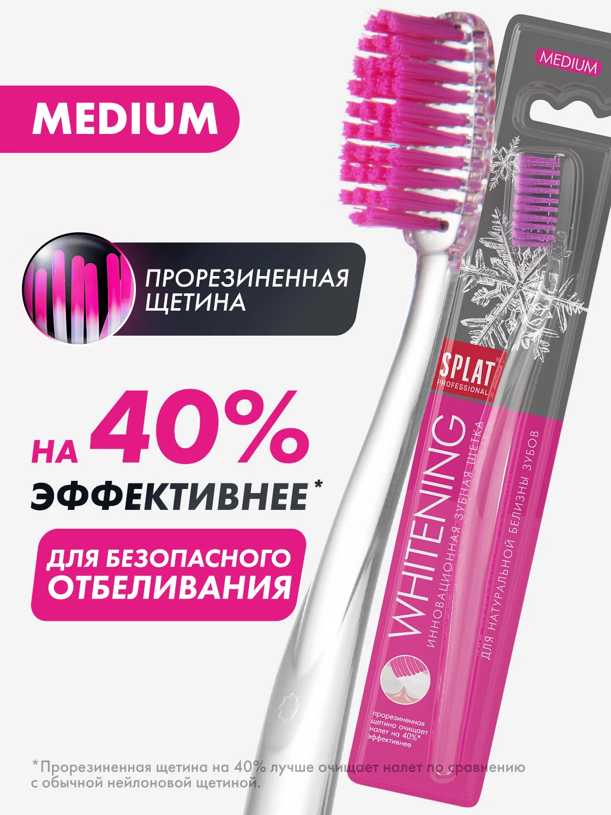 Конфетный зубная щетка Splat "Whitening", средняя жесткость
