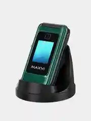 Зеленый кнопочный телефон-раскладушка Maxvi E8, с камерой, аккумулятор 1250мАч
