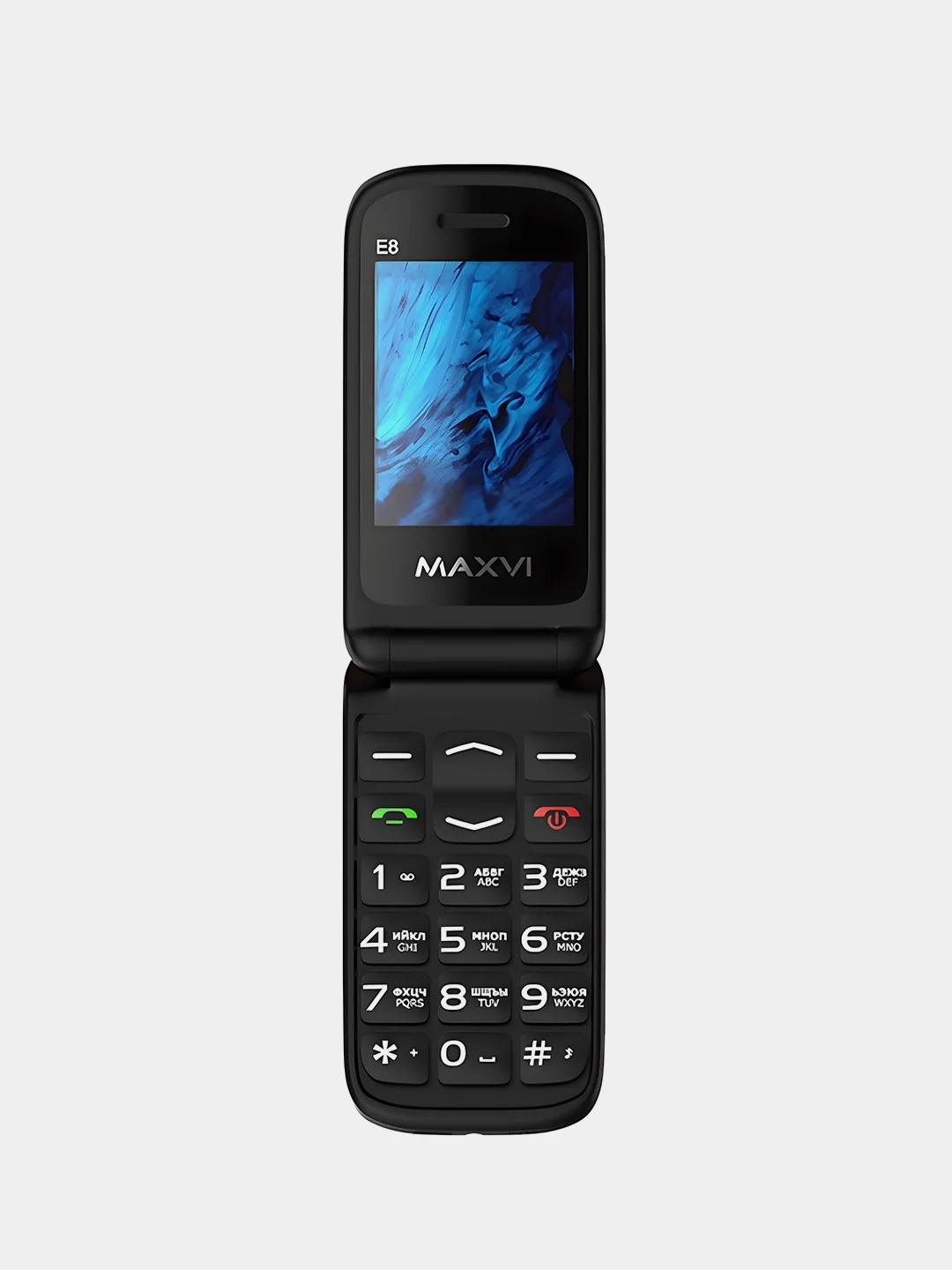 Зеленый кнопочный телефон-раскладушка Maxvi E8, с камерой, аккумулятор 1250мАч