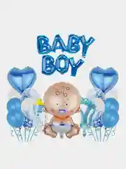 Лазурный 3 D Набор  фольгированных воздушных шаров на выписку мальчика или девочки