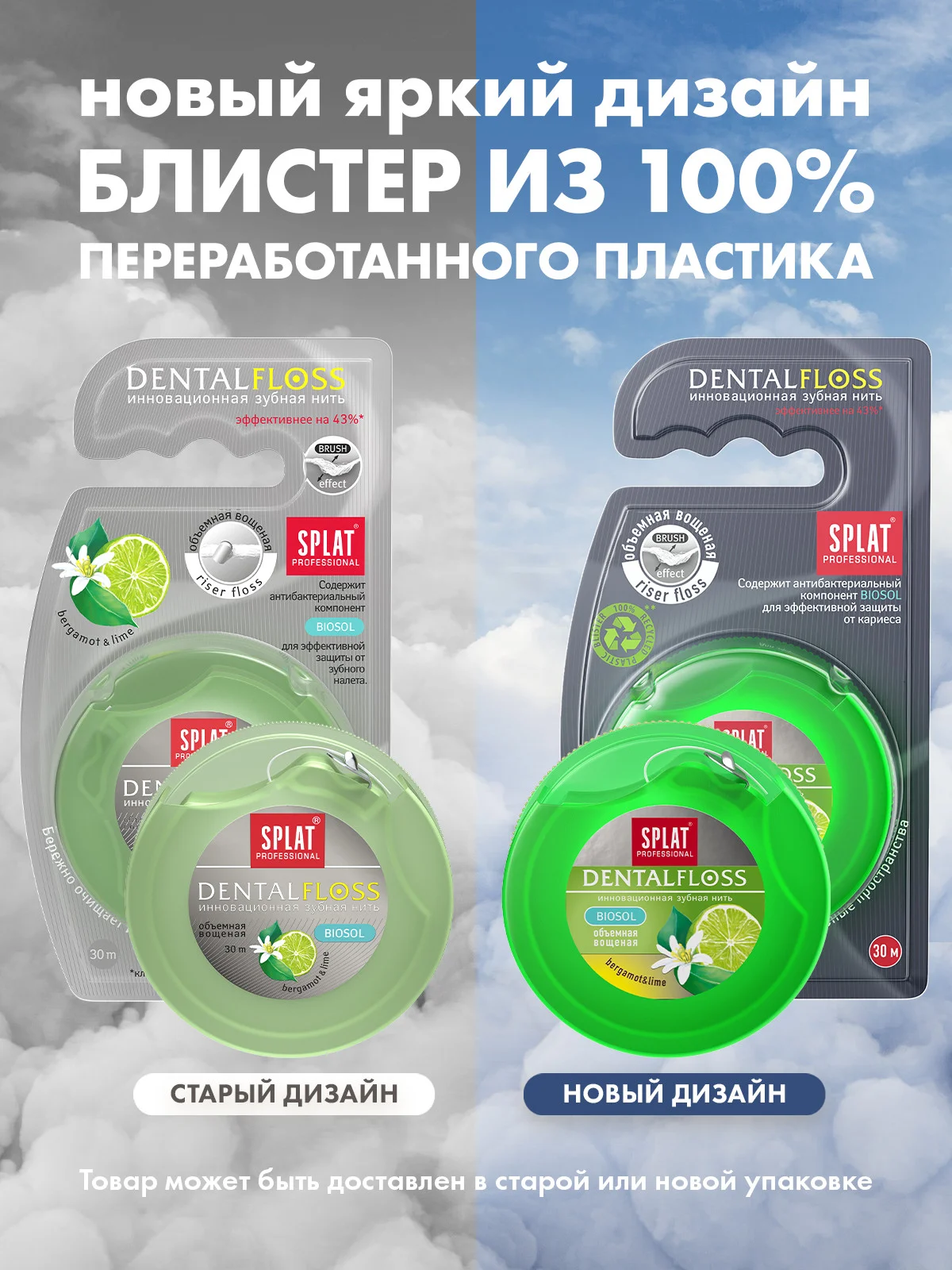 Зубная нить Splat Dental Floss, объемная, вощеная, с ароматом бергамота и лайма, 30 м