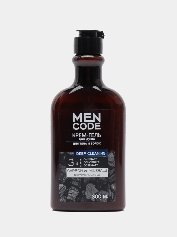 Гель для душа MEN CODE Deep Cleaning, с экстрактами угля и минералов 300мл