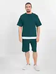 Зеленый спортивный, мужской костюм, летний, с шортами