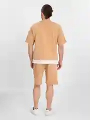 Бежевый спортивный, мужской костюм, летний, с шортами