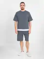 Зеленый спортивный, мужской костюм, летний, с шортами