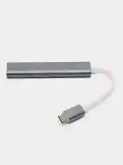 Серый usb-хаб, разветвитель на 4 порта, Type-C, переходник Hub 3.0, концентратор