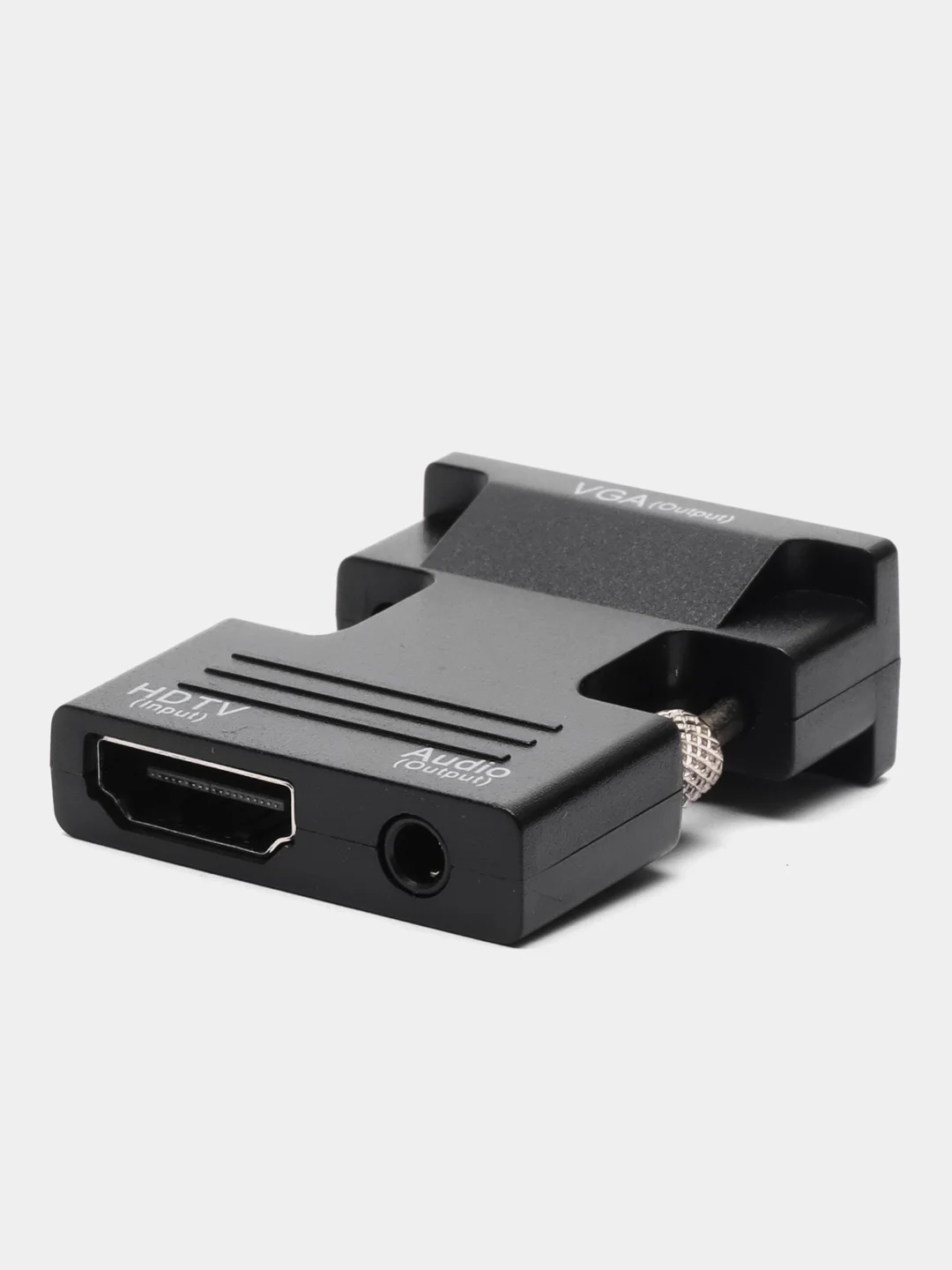 Черный портативный адаптер, переходник-конвертер HDMI-VGA, с аудио выходом 3,5 мм