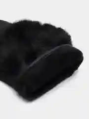 Серый перчатки с декором из меха искусственного